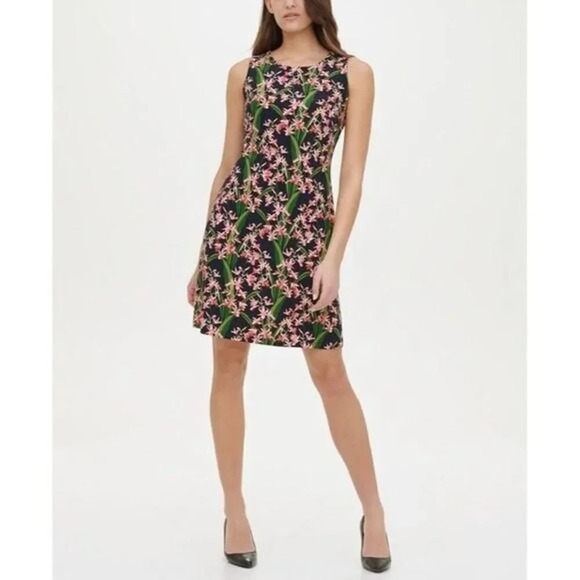 Tommy Hilfiger Floral Print A-Line Mini Dress 8 - Picture 1 of 6